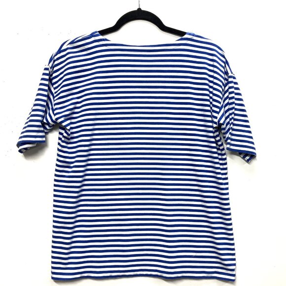 J Jill Striped T-Shirt, Size Small, Luxe Supima Elbow Short Sleeve, Blue & White - Picture 6 of 8